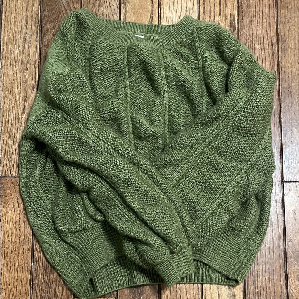 Cozy Olive Green Crewneck Knit Sweater